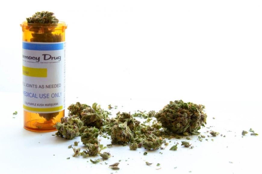 Myasthenia Gravis could be helped by Medical Cannabis in Prescription Bottle