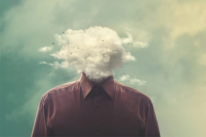 man with a cloud for a head