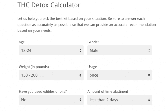 THC Detox Calculator