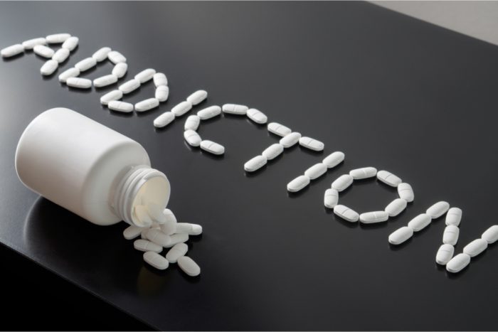 addiction spelled out by pain pills