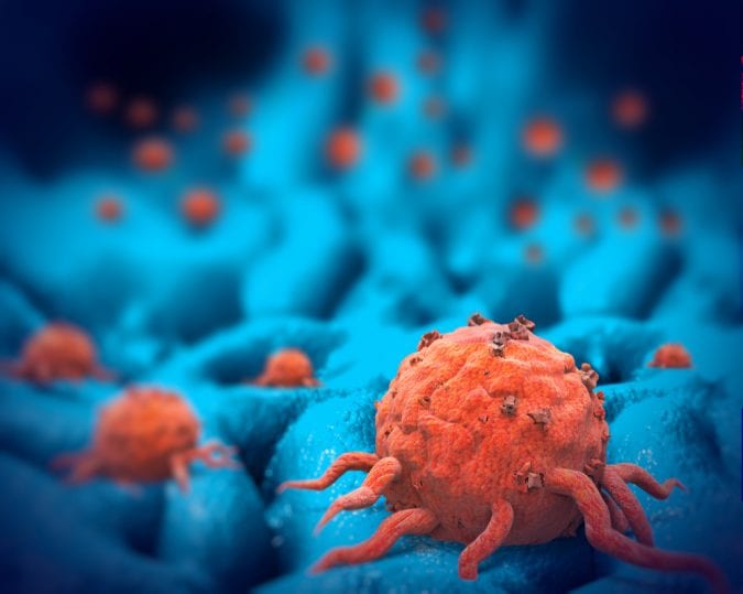 breast Cancer cells in 3-D Illustration