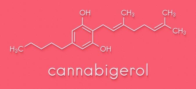 CBG Chemical Structure on Pink Background