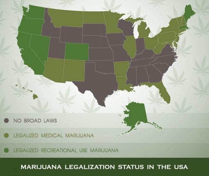 cannabis, legalization, USA, map, medical cannabis, recreational cannabis, fired, employment, legislation, THC, CBD