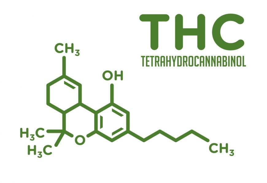 THC chemical drawing, as discovered by Mechoulam