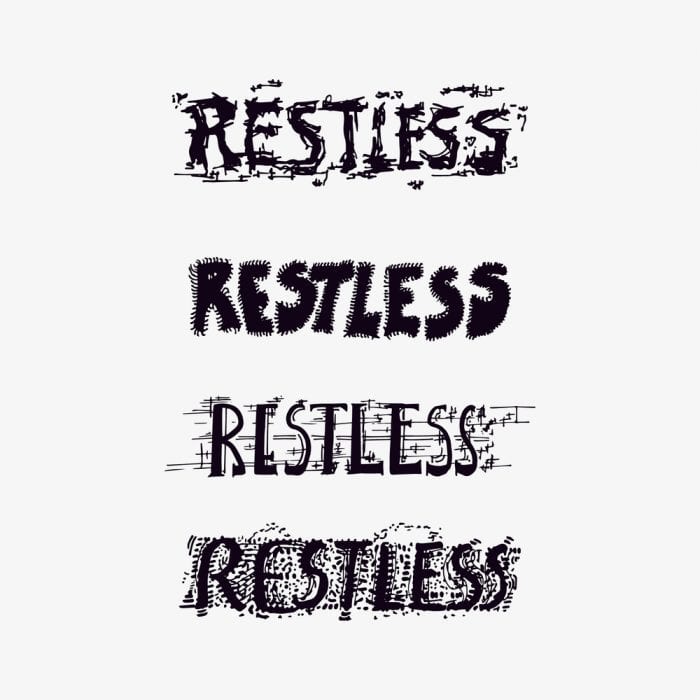 Graphic showing the word restless written over and over
