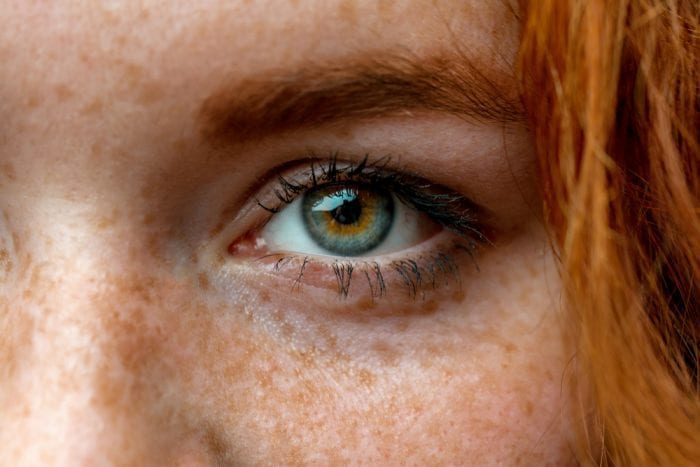 Close up of red head eye