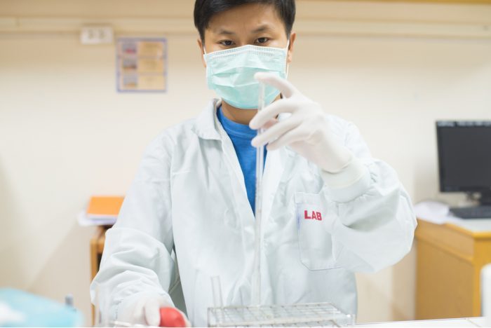 researcher working in lab