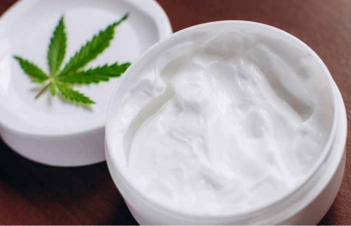 CBD cream with cannabis leaf