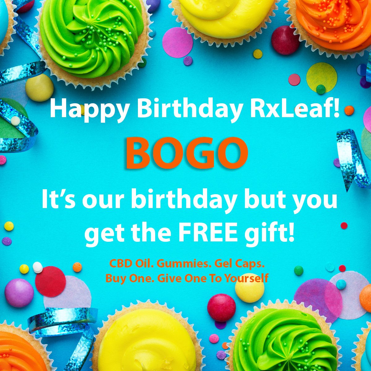 Birthday BOGO ad with cupcakes