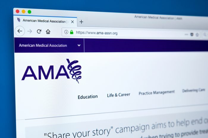 standardized medicine in view on the AMA website frontpage