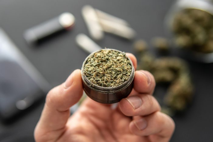 grinder full of cannabis which could one day be used in a smoking alternative